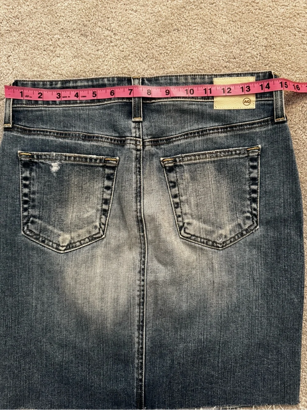 New AG Erin Distressed Pencil Skirt in Light Denim Size 27